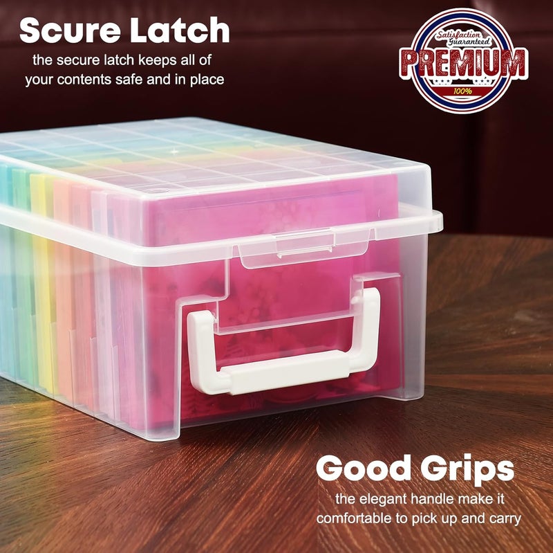 A-Link Photo Storage Box 5 x 7 In Photo Case, 10 Inner Large Photo Keeper, Photo Storage Container, Seed Craft Cards Pictures Organizer, Plastic Office Organizer with Sticker - Colored - Image 3